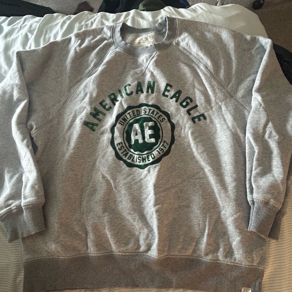 American Eagle Outfitters Gray and Green Men's Sweater